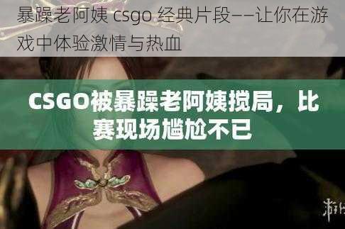 暴躁老阿姨 csgo 经典片段——让你在游戏中体验激情与热血