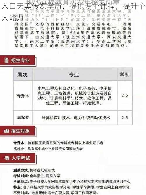 入口天美传媒学历：提供专业课程，提升个人能力