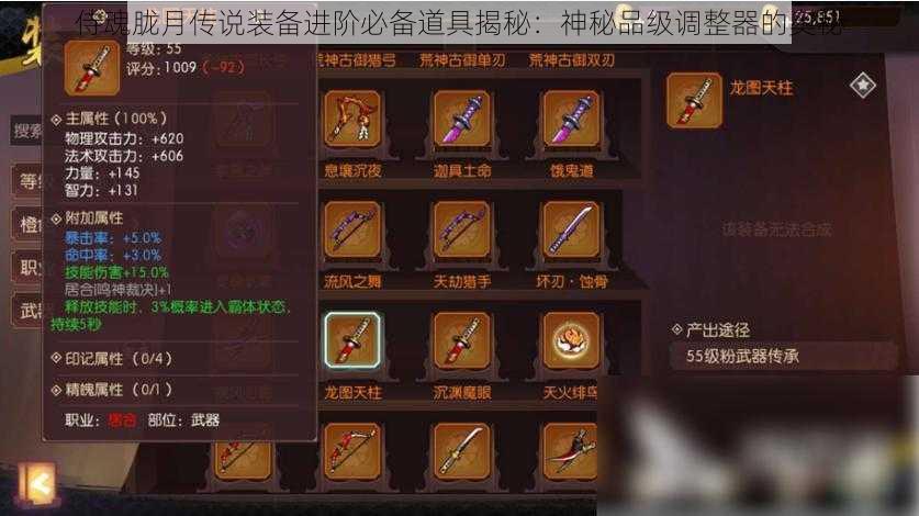 侍魂胧月传说装备进阶必备道具揭秘：神秘品级调整器的奥秘